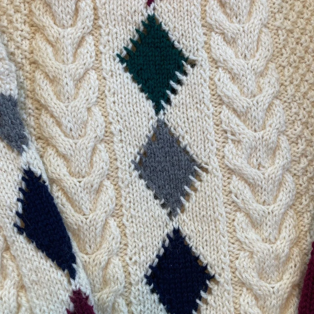 Vintage, Blarney Woolen Mills 100% New Wool, Traditional Aran, Handknit, Sweater - Picture 6 of 12